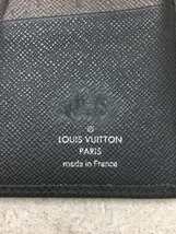 LOUIS VUITTON◆ポルト・フォイユ・プラザ_タイガ_BLK/ダメージ有/変色有/イニシャル消し跡有_画像3