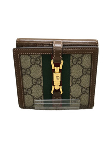 GUCCI◆Jackie 1961 Card Case Wallet Beige / /レザー/BRW/モノグラム/レディース