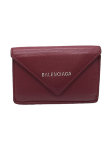 BALENCIAGA◆3つ折り財布/レザー/BRD/レディース/ペーパーミニウォレット