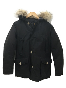 Woolrich◆ダウンジャケット/XS/コットン/BLK/無地アークティックパーカージャケット/色褪せ/釦ズレ