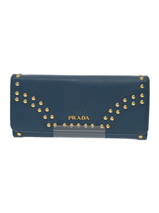 PRADA◆長財布/レザー/BLU/レディース