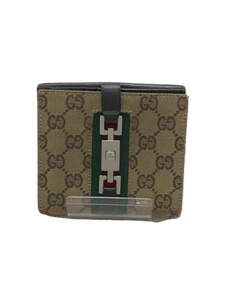 GUCCI◆2ツ折サイフ_GGキャンバス/キャンバス/BRW