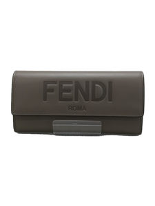 FENDI◆長財布/レザー/グレー/無地/ユニセックス