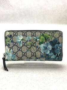 GUCCI◆長サイフ_GGブルームス/PVC/BLU/総柄/レディース