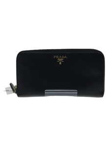 PRADA◆長財布/レザー/BLK/無地/レディース/1M0506