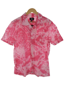 STUSSY◆TIE DYE SHIRT/半袖シャツ/L/コットン/PNK/総柄