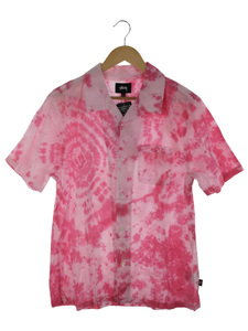 STUSSY◆TIE DYE SHIRT/半袖シャツ/L/コットン/PNK/総柄