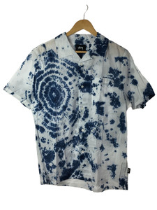 STUSSY◆TIE DYE SHIRT/半袖シャツ/M/コットン/BLU/総柄