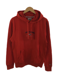 TOMMY JEANS◆スウェットパーカー/S/コットン/RED/フーディー/ロゴ