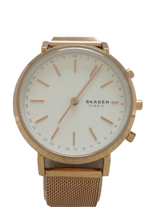 SKAGEN◆クォーツ腕時計/アナログ/WHT/GLD