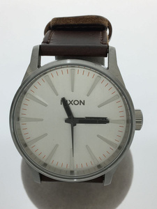 NIXON◆クォーツ腕時計/アナログ/レザー/SLV/BRW