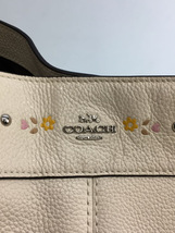 COACH◆F25894/チェーントートバッグ/チョークフローラル/レザー/アイボリー/手提げ/鞄/ロゴ金具_画像3