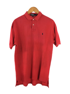 POLO RALPH LAUREN◆-90s/USA/ポニー/ポロシャツ/M/コットン/RED