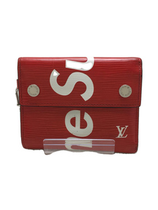 Supreme◆17aw/×LOUIS VUITTON/LV Chain Wallet/RED/外側ヨゴレ有