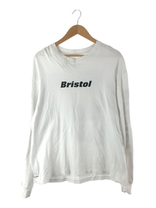 F.C.R.B.(F.C.Real Bristol)◆長袖Tシャツ/L/コットン/WHT/FCRB-190060/CHECKER FLAME/使用感有