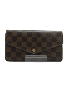 LOUIS VUITTON◆ポルト・フォイユ・サラ_ダミエ・エベヌ_ブラウン/N63209/ユニセックス/ルイヴィトン/イニシャル入