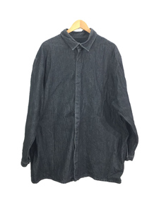 QASIMI◆BLACK DENIM PIRINT OVERSIZE SHIRTS-MELODOM/長袖シャツ/46/コットン