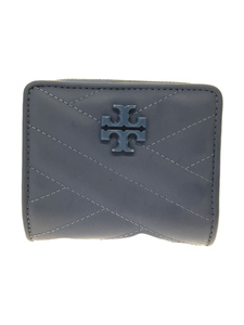 TORY BURCH◆KIRA CHEVRON/2つ折り財布/-/BLU/無地/レディース/使用感