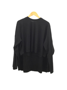 MM6◆21AW/Double Long Sleeve T-Shirt/長袖Tシャツ/M/コットン/ブラック