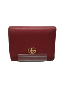 GUCCI* Gucci /3. folding purse / leather / red / plain / lady's /534563