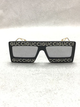 GUCCI◆サングラス/-/プラスチック/BLK/メンズ//スクェア ロゴ ラインストーン 60□16 145 GG0431S_画像1