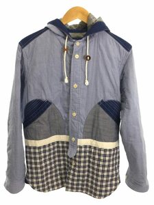 JUNYA WATANABE COMME des GARCONS◆テーラードジャケット/M/コットン/BLU/WR-B025/16AW/フードジャケット/汚れ有の為//パッチワーク プ …