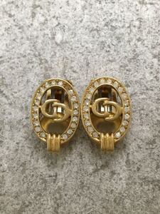 Christian Dior◆イヤリング/-/ラインストーン/GLD