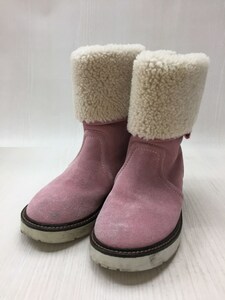 GUCCI◆ムートンブーツ/キッズ靴/18cm/ブーツ/スウェード/PNK