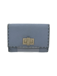 FENDI◆3つ折り財布/レザー/BLU/ピーカブー セレリア/8M0359