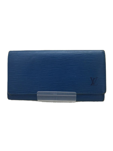 LOUIS VUITTON* long wallet / leather / blue / plain / lady's / condition consideration 