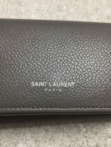 SAINT LAURENT◆3つ折り財布/ミニウォレット/コンパクト/レザー/GRY/トリフォールド_画像3