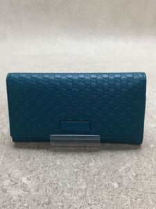 GUCCI◆長サイフ_マイクログッチシマ/レザー/BLU/レディース/449396