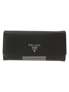 PRADA◆長財布/PVC/BLK/無地/レディース/1MH132/サフィアーノレザー