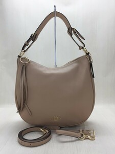 COACH◆ショルダーバッグ・単色レザー/牛革/BEG//2WAY フリンジ