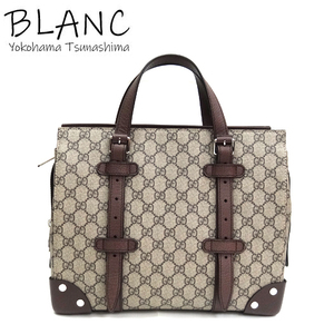 グッチ ディテール付きトートバッグ GGスプリーム レザー ベージュ ブラウン 643814 GUCCI 横浜BLANC