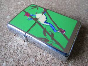 ZIPPO 『Frog フロッグ 蛙 アマガエル』2008年1月製造 カエル 竹 笹 鏡仕上げ オイルライター ジッポ 廃版激レア