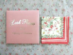 【送料込】【未使用★美品★非売品】L'EST ROSE*レストローズ☆ノベルティ シャワーフラワー柄 ハンカチ レッド 赤系/2012SS