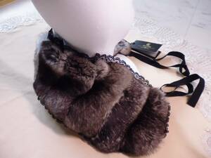  half-price and downward! new goods * chinchilla regular price 11.8 ten thousand tag *ELCOM Italy made high class fur collar volume rare black blade chu-ru* silver black * ribbon attaching fur 