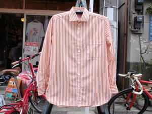  beautiful goods! Italy made Old England orange stripe pattern . dress shirt size 38/15