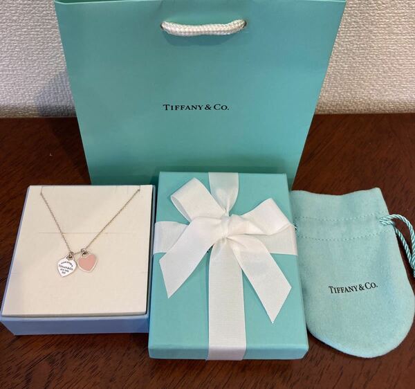 新品 正規品 ティファニーアンドコー TIFFANY &Co ネックレス ダブルラヴィングハート ピンク 箱巾着紙袋 ダブルハート プレゼント ぴんく