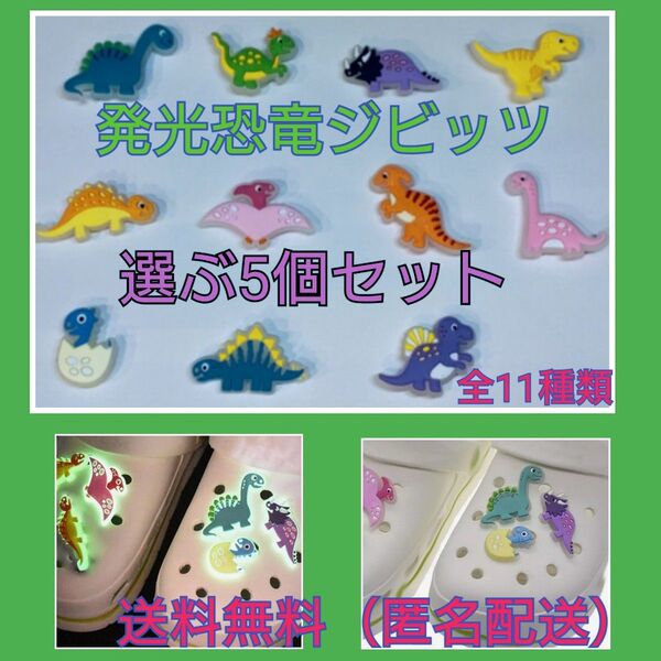 恐竜 発光ジビッツ 選ぶ5個セット クロックス サンダル アクセサリー