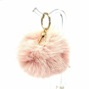 FURLA Furla fur charm pink beige lady's key holder 