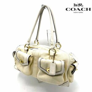 COACH コーチ 1875 ハンドバッグ ホワイト系 キャンバス レザー 鞄