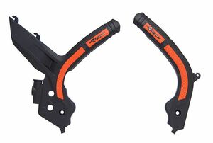 KTM SX125/150/250 (19-22) EXC150/250/300/450/500 (20-23) RTECH フレームプロテクターBLACK/ORANGE