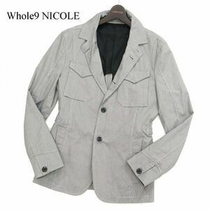 Whole9 NICOLE ニコル 通年 背抜き 千鳥柄★ ストレッチ スリム ワーク テーラード ジャケット Sz.48　メンズ 灰　C3T01497_2#O