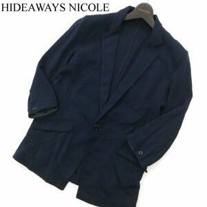 HIDEAWAYS NICOLE ハイダウェイ ニコル 春夏 7分袖★ ジップポケット 1B スリム ジャケット Sz.48　メンズ ネイビー　C3T01807_3#M