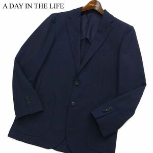 A DAY IN THE LIFE ユナイテッドアローズ 春夏 背抜き 【麻 リネン混】 2B アンコン テーラード ジャケット Sz.S　メンズ 紺　C3T01483_2#M