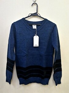 [9023]BEDWIN -WOMAN-bedo wing женский линия /V-NECK JACQUARD SWEATERMACLISE/BLUE/ размер 0[ внутренний стандартный товар / новый товар не использовался / обычная цена и меньше ]