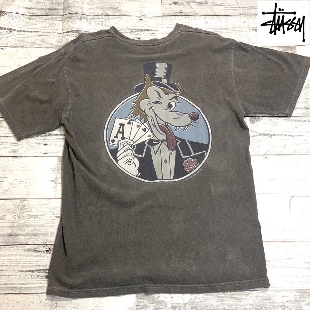 deadstock 80's VINTAGE USA製 OLD stussy ボーダー 総柄 Tシャツ 初期