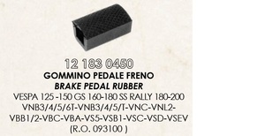 RMS 12183 0450 after market rubber cover brake pedal Vespa STD/SPR/RALLY